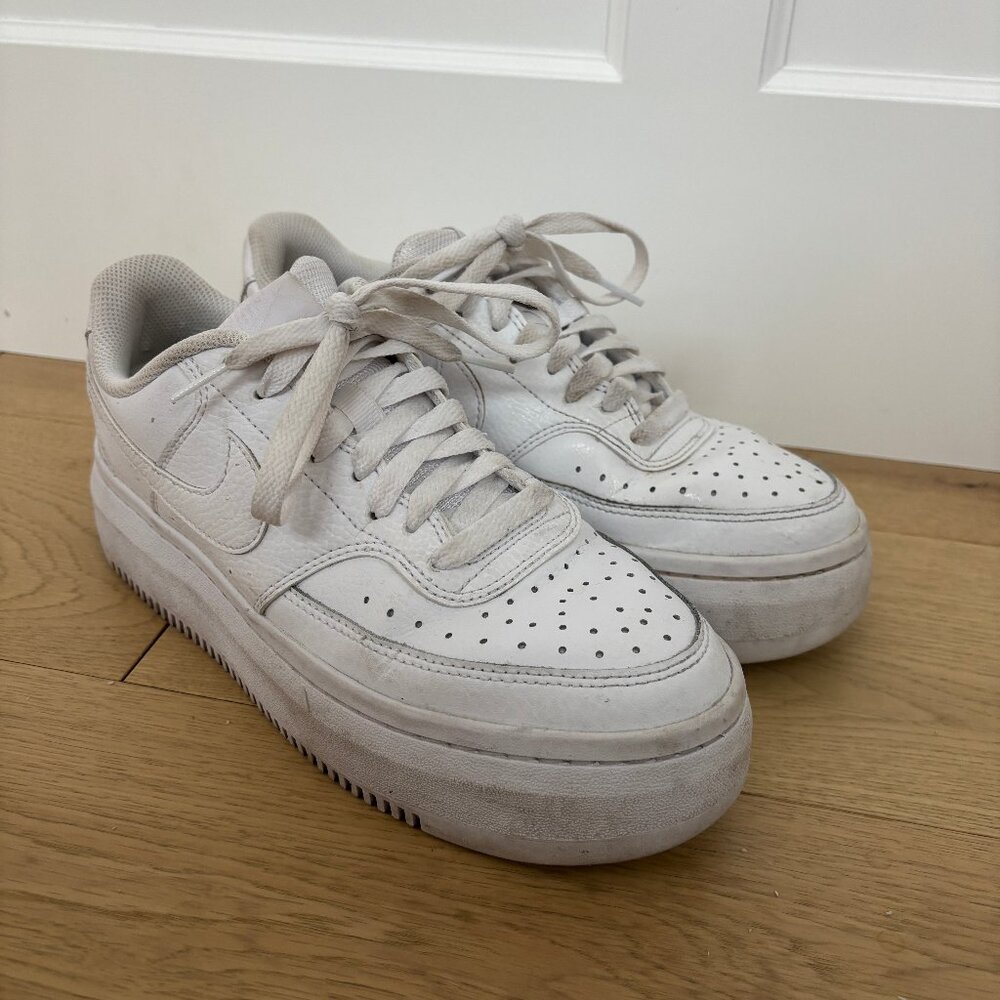 White Nike Court Vision Alta's - Women's 9